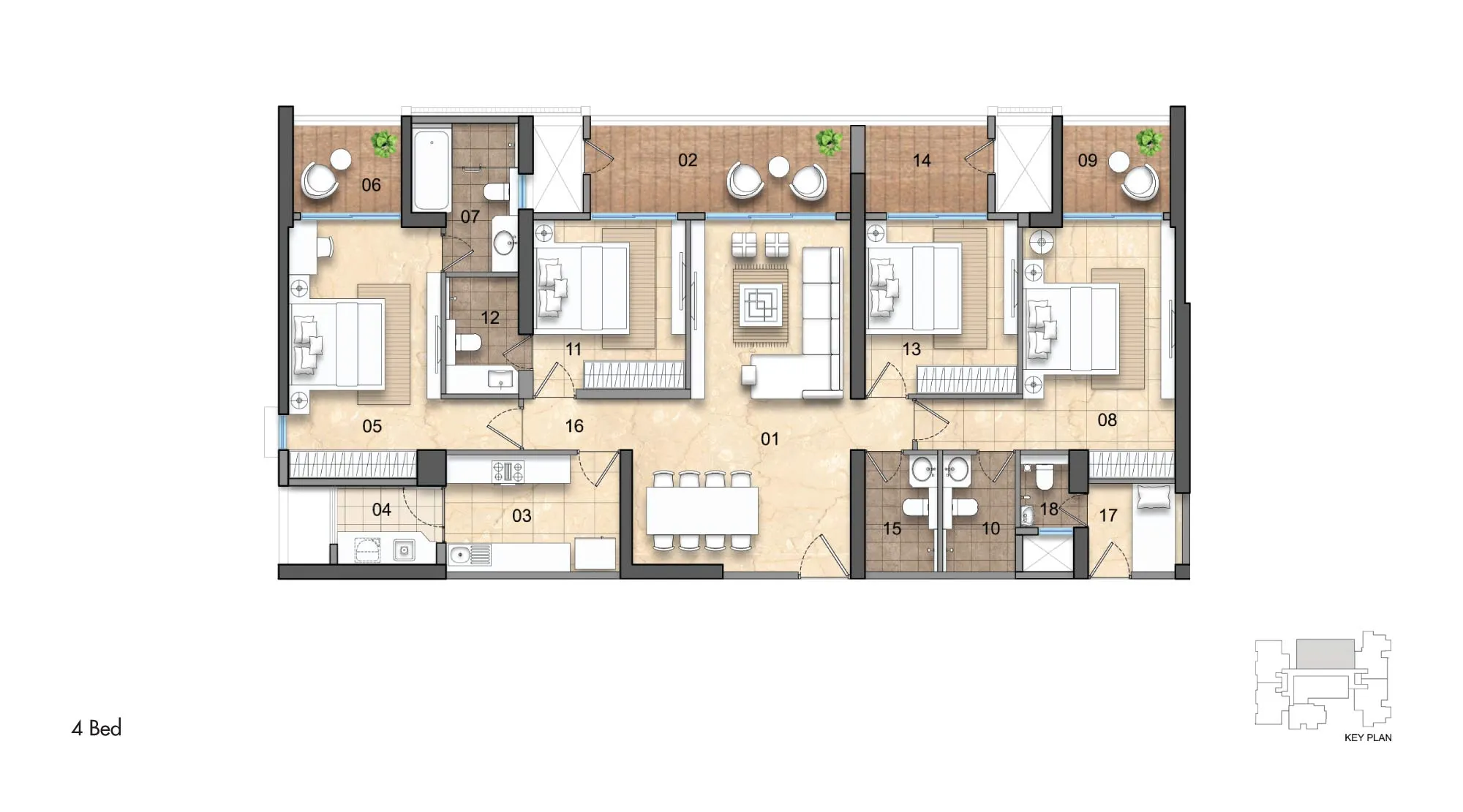 Lodha Lumis 4 Bed layout - Lodha NCP Wadala premium residence